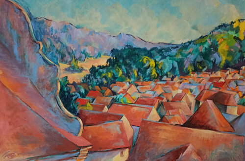 Parsberg - Dachlandschaft von Florian Weiss, Malerei kaufen auf Select