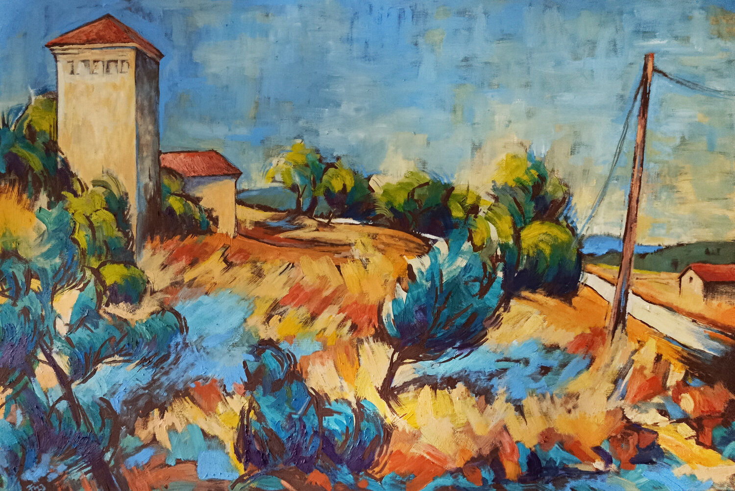 Stromhäuschen auf der Böhm Wiese Florian Weiss Original painting for sale