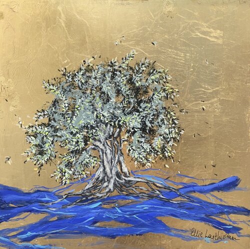 Earth and olive by Ellie Lasthiotaki, Painting for Sale on Select