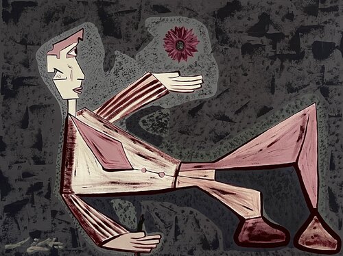 “Equilibrium In Bloom” ( Petals To Dust Collection) by Liban Finser, Painting for Sale on Select