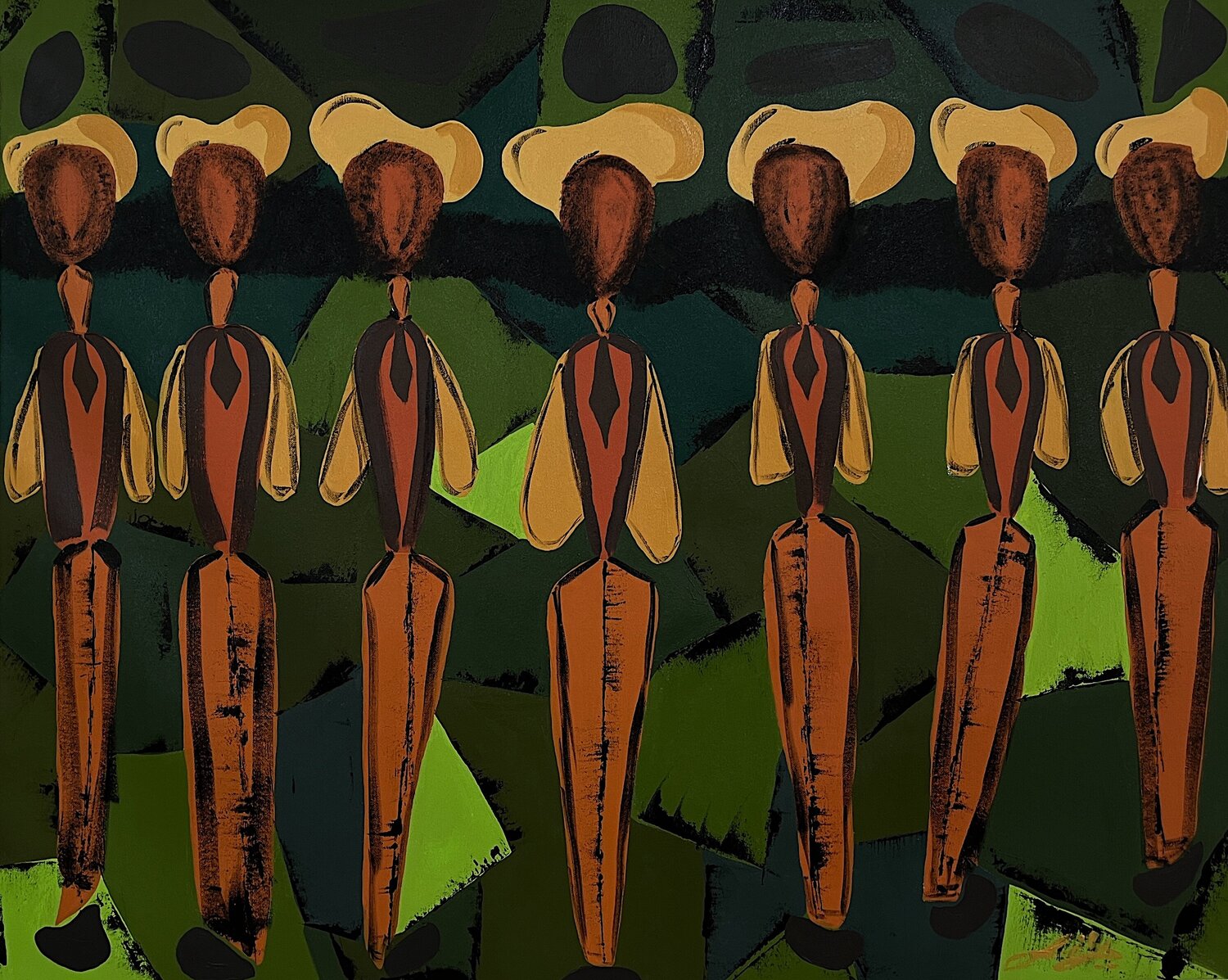 “THE ARCHITECTURE OF BECOMING”  (Vivid Blueprint Collection) Liban Finser Original painting for sale
