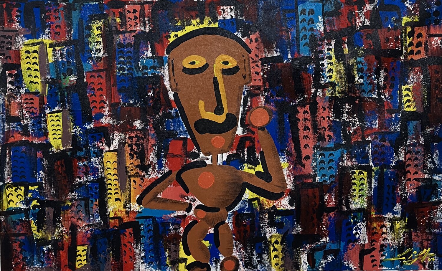 “ENDLESS LOOP” (Vivid Blueprint Collection) Liban Finser Original painting for sale
