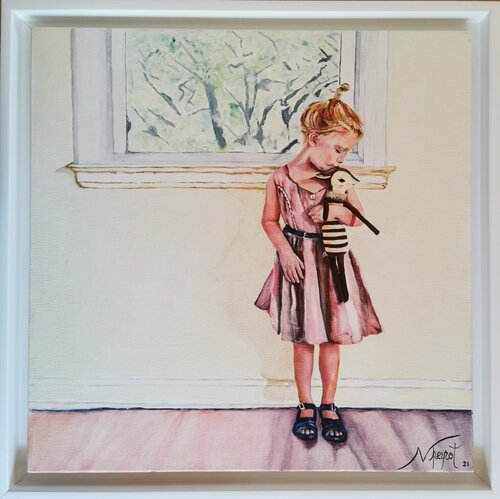 La petite fille et Doudou by Nathalie Peyrot, Painting for Sale on Select