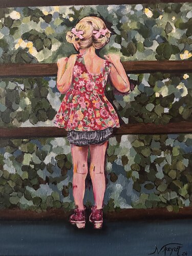 LA Petite Fille sur le Pont n°3 by Nathalie Peyrot, Painting for Sale on Select