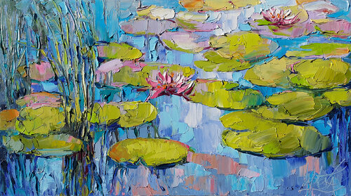 Water lilies by Viktoria Lapteva, Painting for Sale on Select