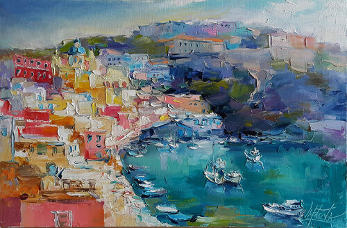 Trip to Italy Procida by Viktoria Lapteva, Painting for Sale on Select