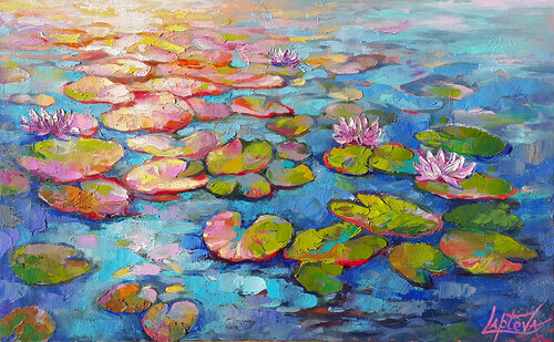 Water lilies by Viktoria Lapteva, Painting for Sale on Select