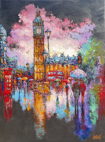 Rainy London by Viktoria Lapteva, Painting for Sale on Select