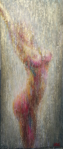 Reflection in the Golden Flow by Viktoria Lapteva, Painting for Sale on Select
