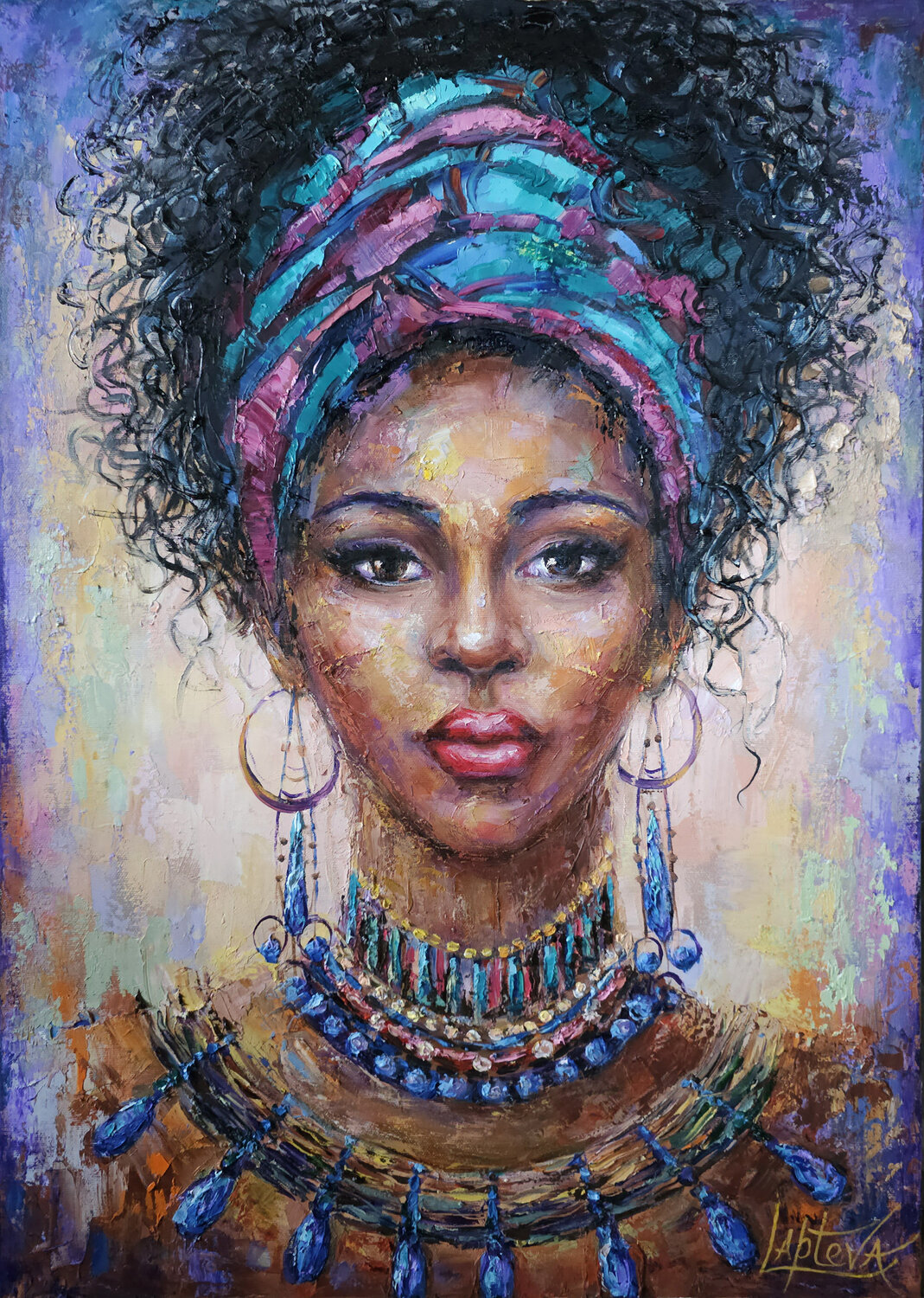 Portrait of a black woman Viktoria Lapteva Original painting for sale