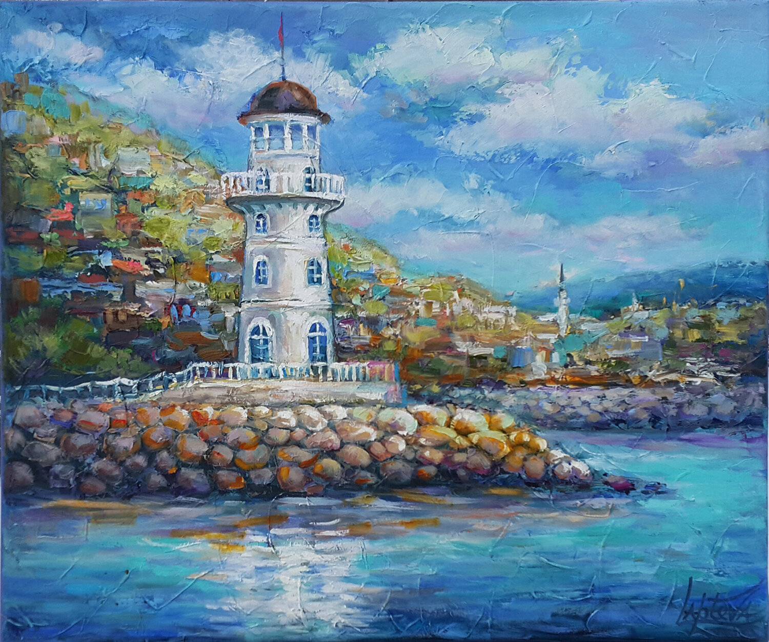 View of the lighthouse Viktoria Lapteva Original painting for sale