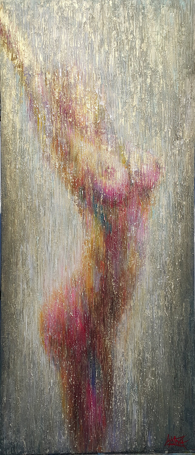Reflection in the Golden Flow Viktoria Lapteva Original painting for sale