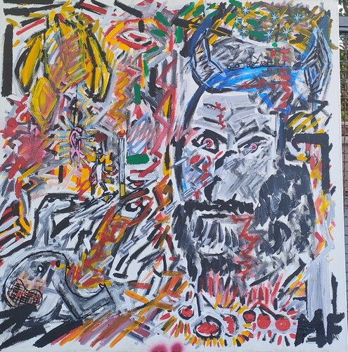 "autoritratto con ciliegie" by Mimmo Ferrari, Painting for Sale on Select