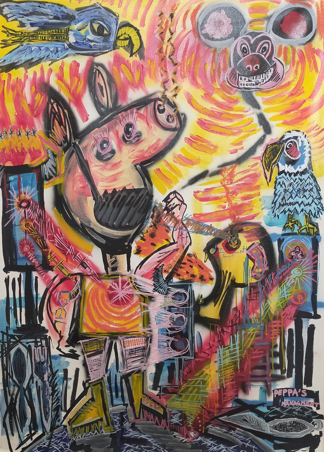 "Peppa's management" Mimmo Ferrari Original painting for sale