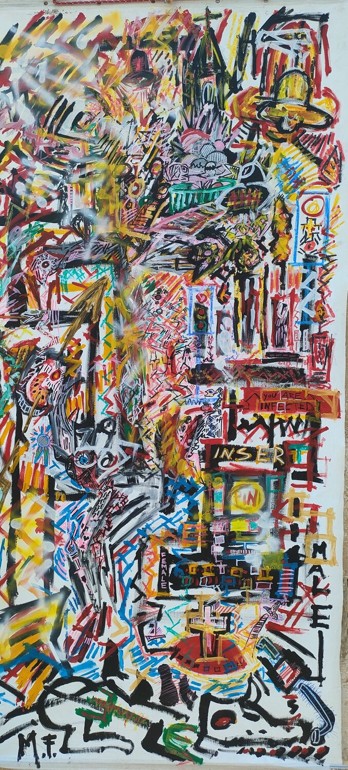 Insert coins Mimmo Ferrari Original painting for sale