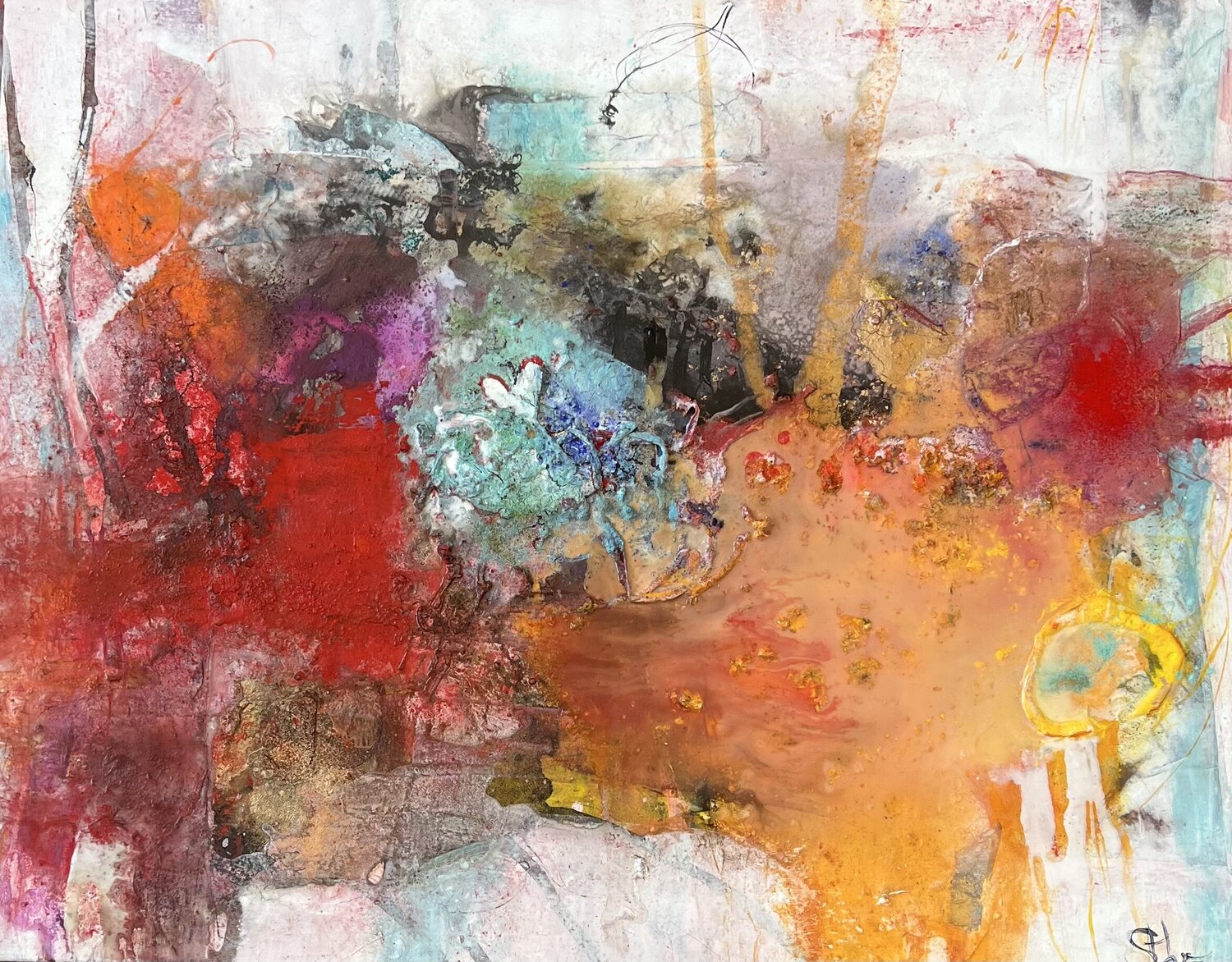 Heart in Transfer Sabine Hetzer Original painting for sale