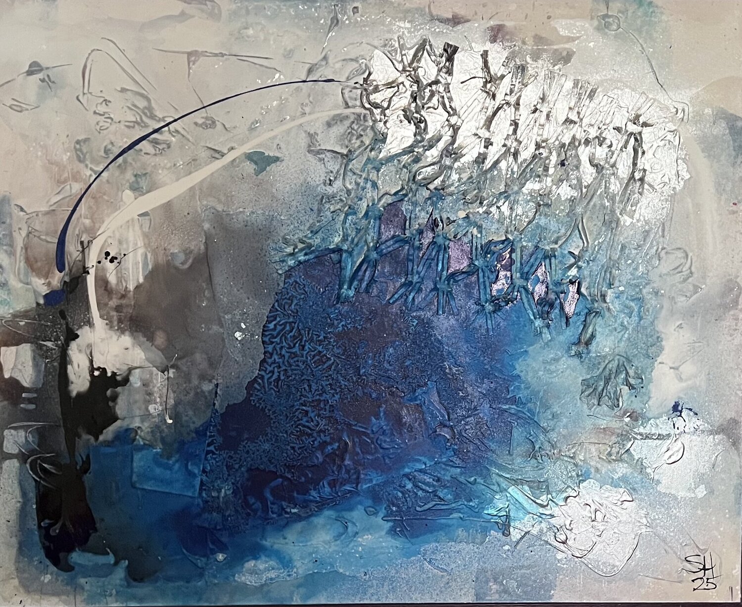 Silver Ozean Sabine Hetzer Original painting for sale