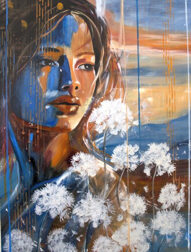"Dreams" Mixed media oil painting on Aluminum panel by Shannon Rios, Painting for Sale on Select