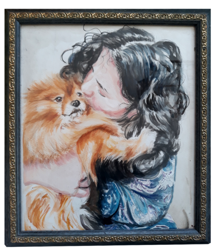 Joven con perrito by Nicolás Urquiza, Painting for Sale on Select