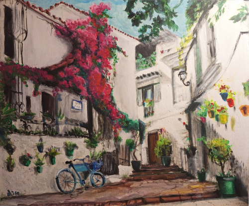 Rincón Mediterráneo en Flor by Nicolás Urquiza, Painting for Sale on Select