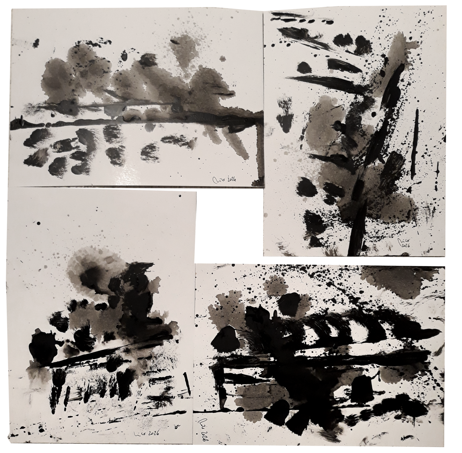 El Bosque Disperso 1 en un Cuadriptíptico o Tetraíptico ( es decir son 4 paneles independientes) Nicolás Urquiza Original painting for sale