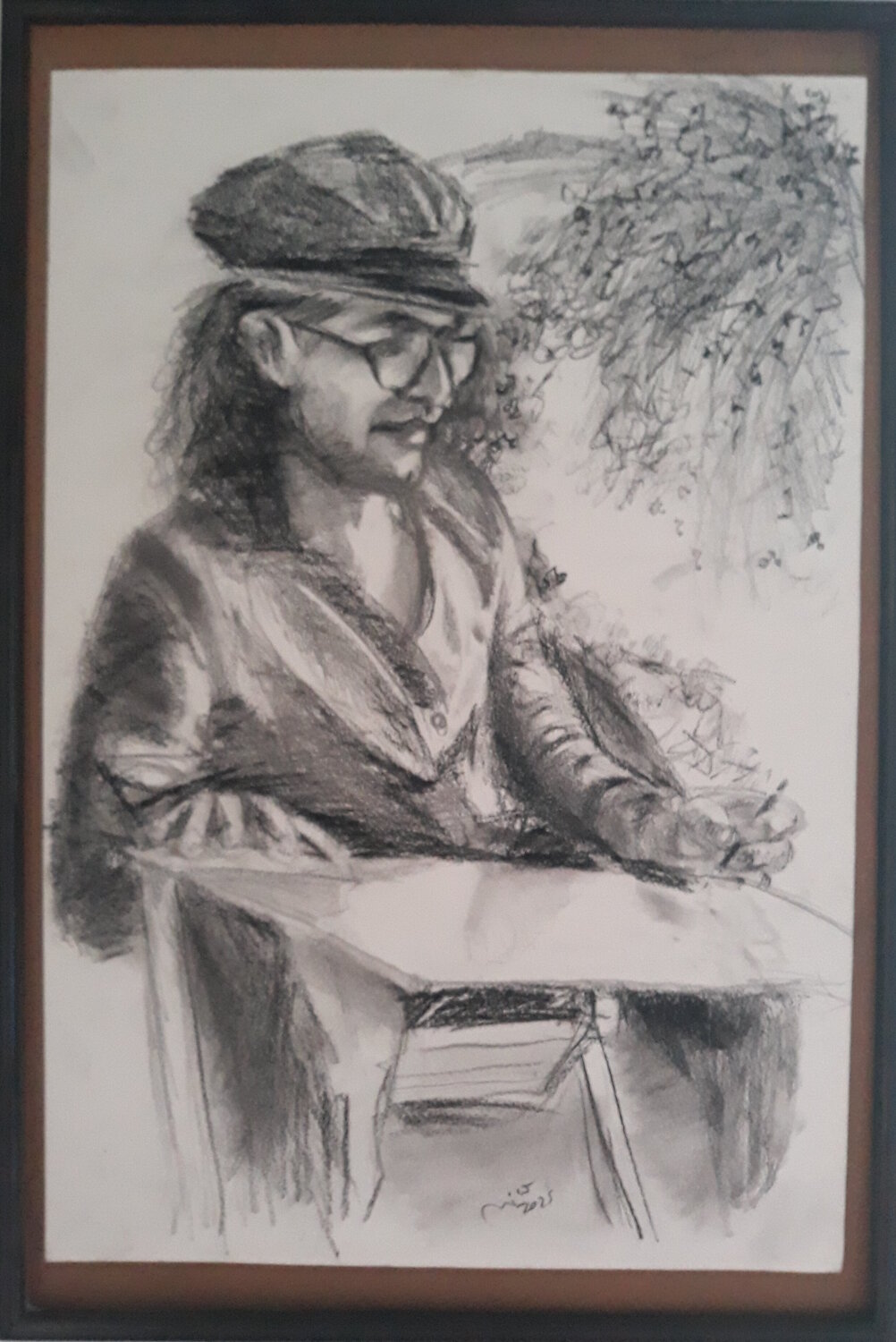 Autorretrato en carbonilla y lápiz de grafito Nicolás Urquiza Original painting for sale