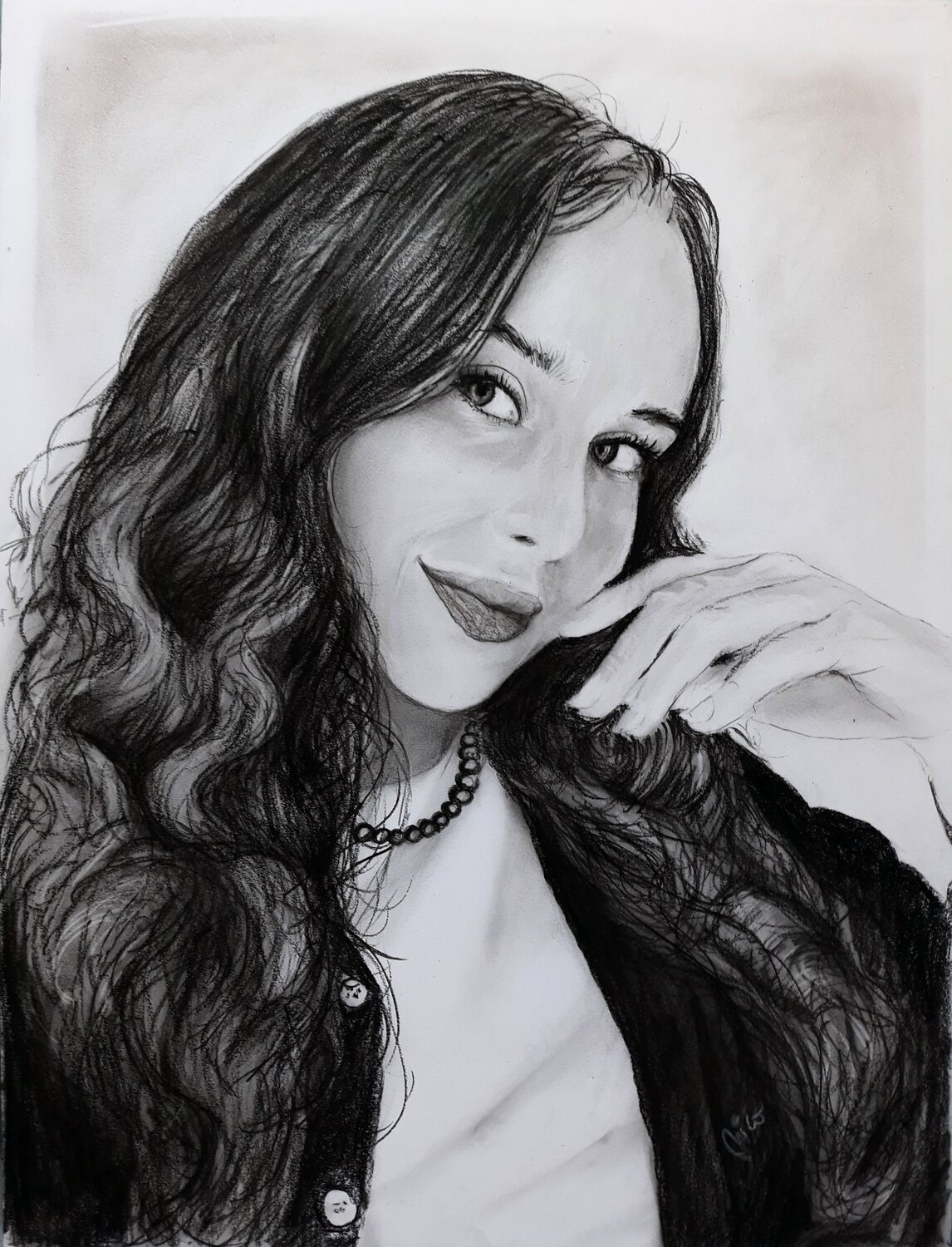 "Retrato de Mujer en Grafito y Carbonilla" Nicolás Urquiza Original painting for sale