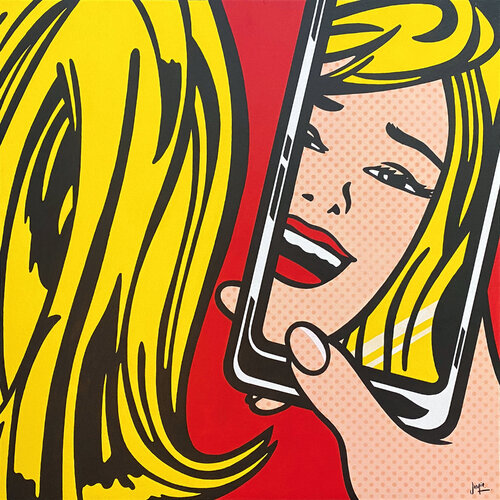 Girl With Phone by Jamie Lee, Painting for Sale on Select