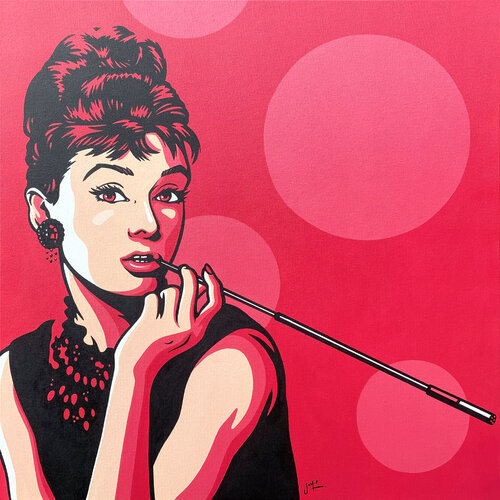 Audrey Hepburn on Hot Pink by Jamie Lee, Painting for Sale on Select