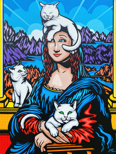 Mona Lisa and Her Cats by Jamie Lee, Painting for Sale on Select