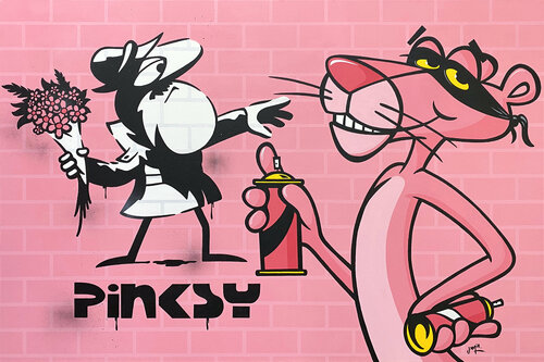 Pinksy's Flower Thrower by Jamie Lee, Painting for Sale on Select
