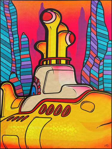 Yellow Submarine on Pink by Jamie Lee, Painting for Sale on Select