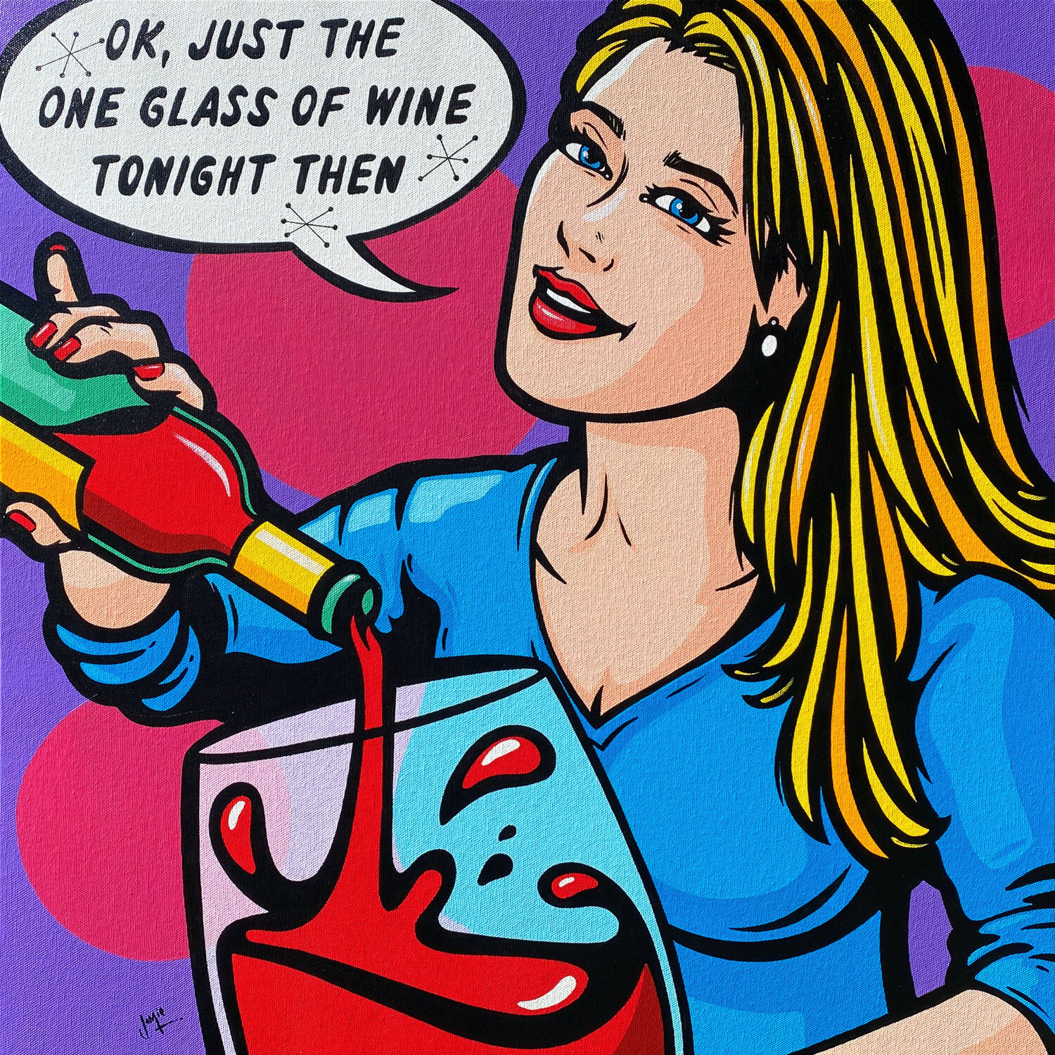 Just One Glass Tonight Jamie Lee Original painting for sale