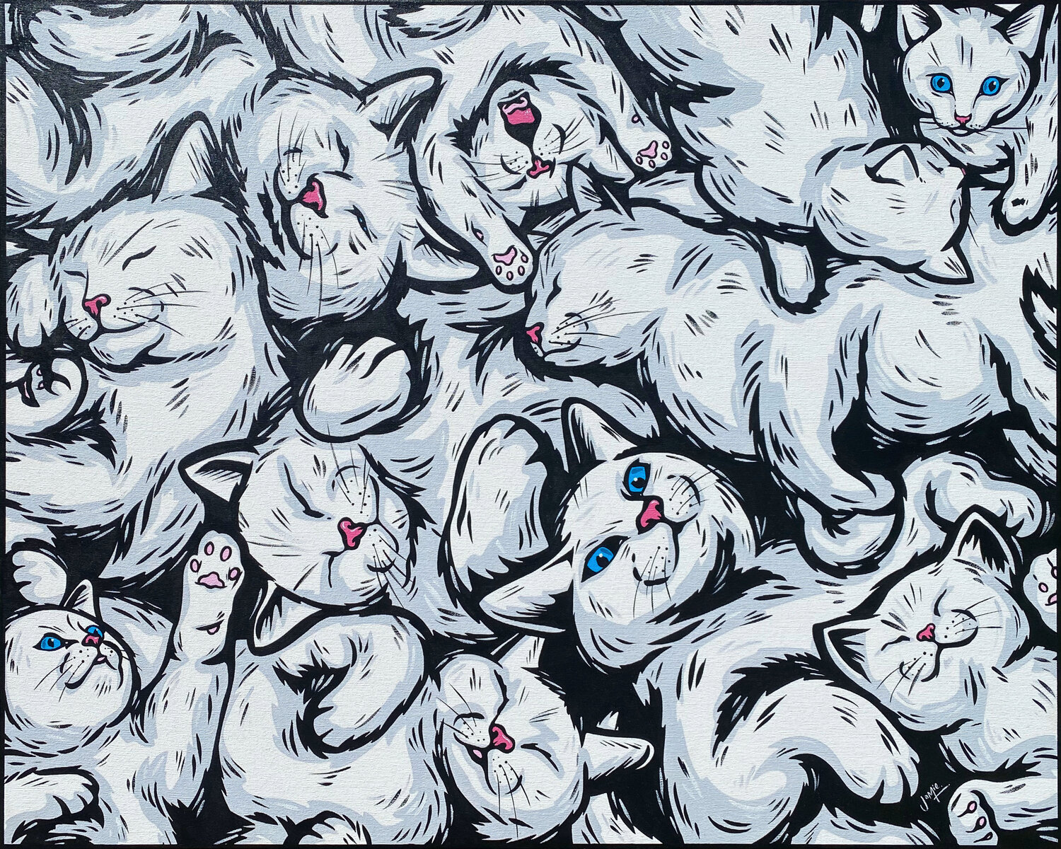 White Cats Jamie Lee Original painting for sale