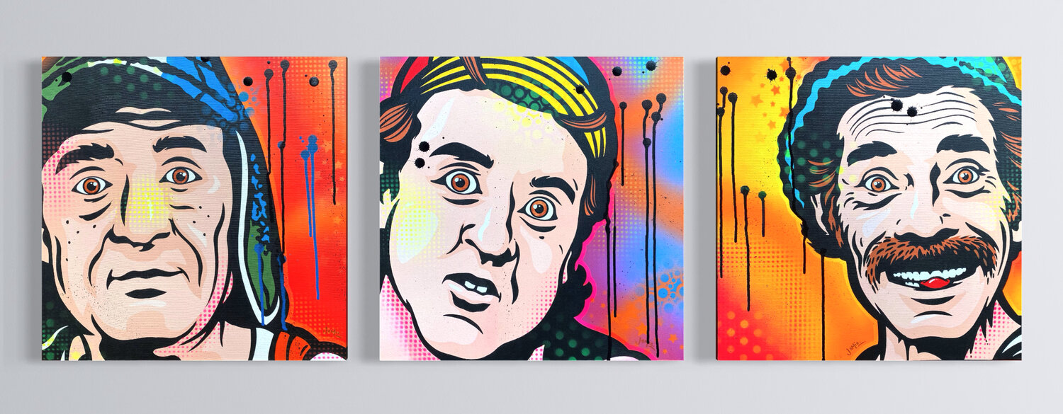 El Chavo Del Ocho Triptych Jamie Lee Original painting for sale