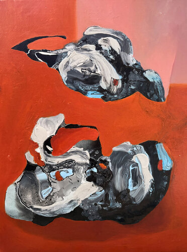 Protected - Abstract Ink Painting, Biomorphic Forms in Contemporary Minimalism by Anika Kuntze, Painting for Sale on Select