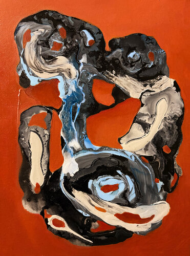 Connected - Ink Flow Abstract, Minimalist Organic Composition by Anika Kuntze, Painting for Sale on Select