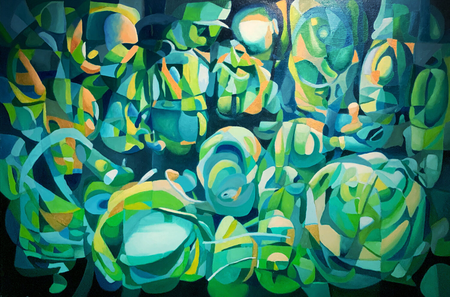 Moonstruck (in Manoa) - Landscape Oil Abstract, Elegant Organic Flow, Modern Statement Painting Anika Kuntze Original painting for sale