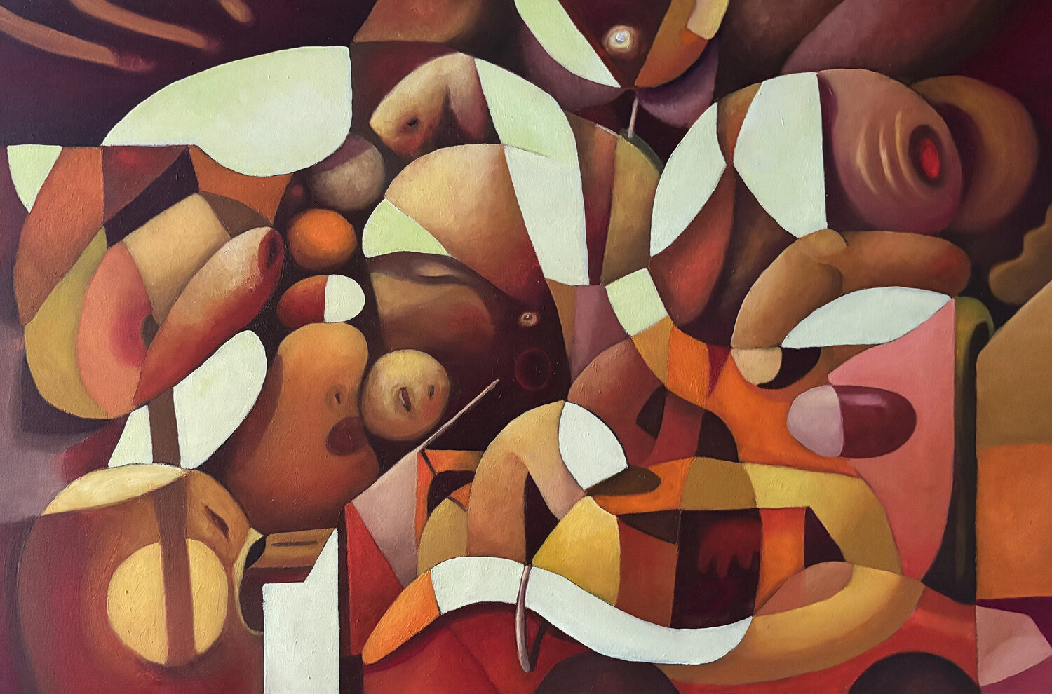 A Not So Still Life - Surreal Abstract Oil Painting., Organic Shapes and Fluidity Anika Kuntze Original painting for sale