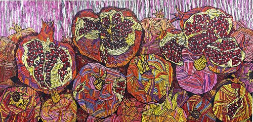 Mandala of Pomegranates | 3D Architectural Impasto | Dilorom Mamedova by Dilorom Mamedova, Painting for Sale on Select