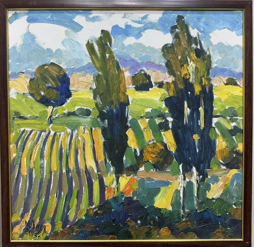 Parkent: The Golden Vineyards | 3D Impasto by Dilorom Mamedova by Dilorom Mamedova, Painting for Sale on Select