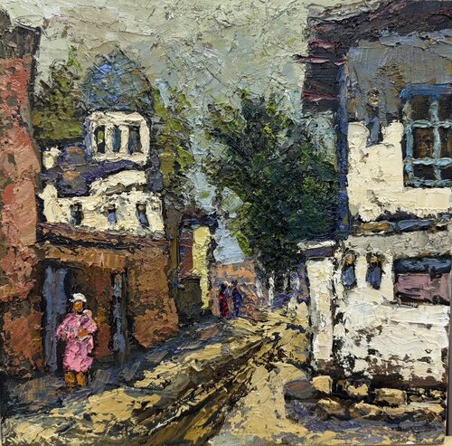 The old sity | Architectural impasto | oil on canvas by Dilorom Mamedova, Painting for Sale on Select