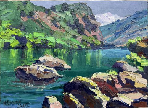 The Jade Mirror of the Mountains | Dilorom Mamedova by Dilorom Mamedova, Painting for Sale on Select