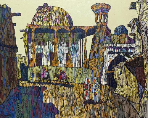 The City That Sees Dreams | Monumental Architectural Impasto by Dilorom Mamedova, Painting for Sale on Select