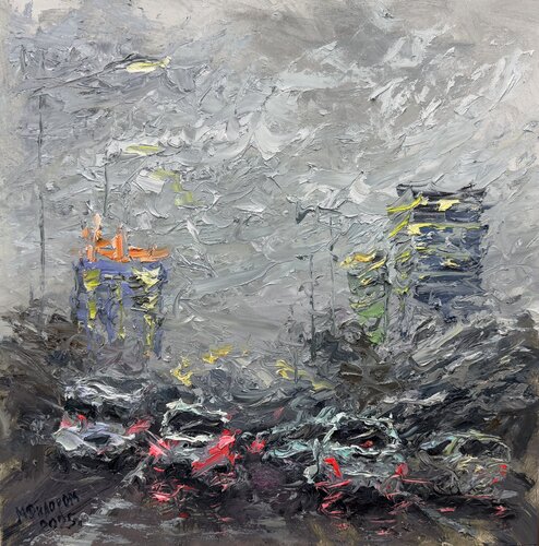 When Snow Speaks to Rain | Like this painting by Dilorom Mamedova, Painting for Sale on Select