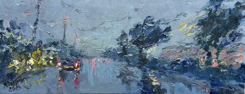 Rain in Tashkent | Original Oil by Dilorom Mamedova by Dilorom Mamedova, Painting for Sale on Select