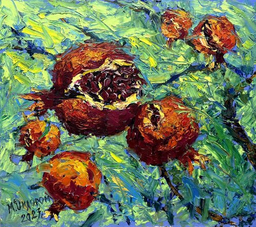 Ripe Pomegranates by Dilorom Mamedova, Painting for Sale on Select