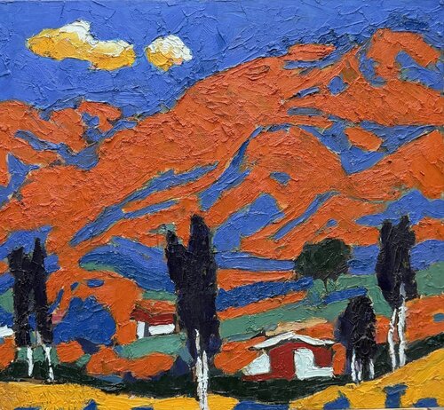 Mountains of Brichmulla by Dilorom Mamedova, Painting for Sale on Select