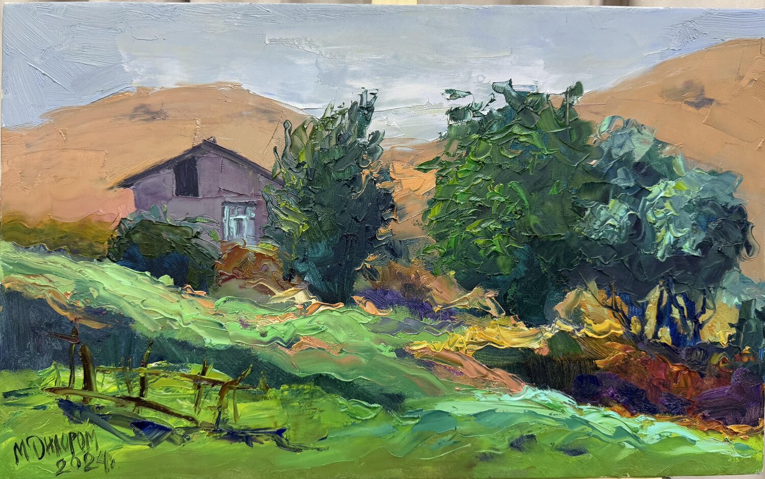 House on the Hill | Dilorom Mamedova | Landscape Dilorom Mamedova Original painting for sale