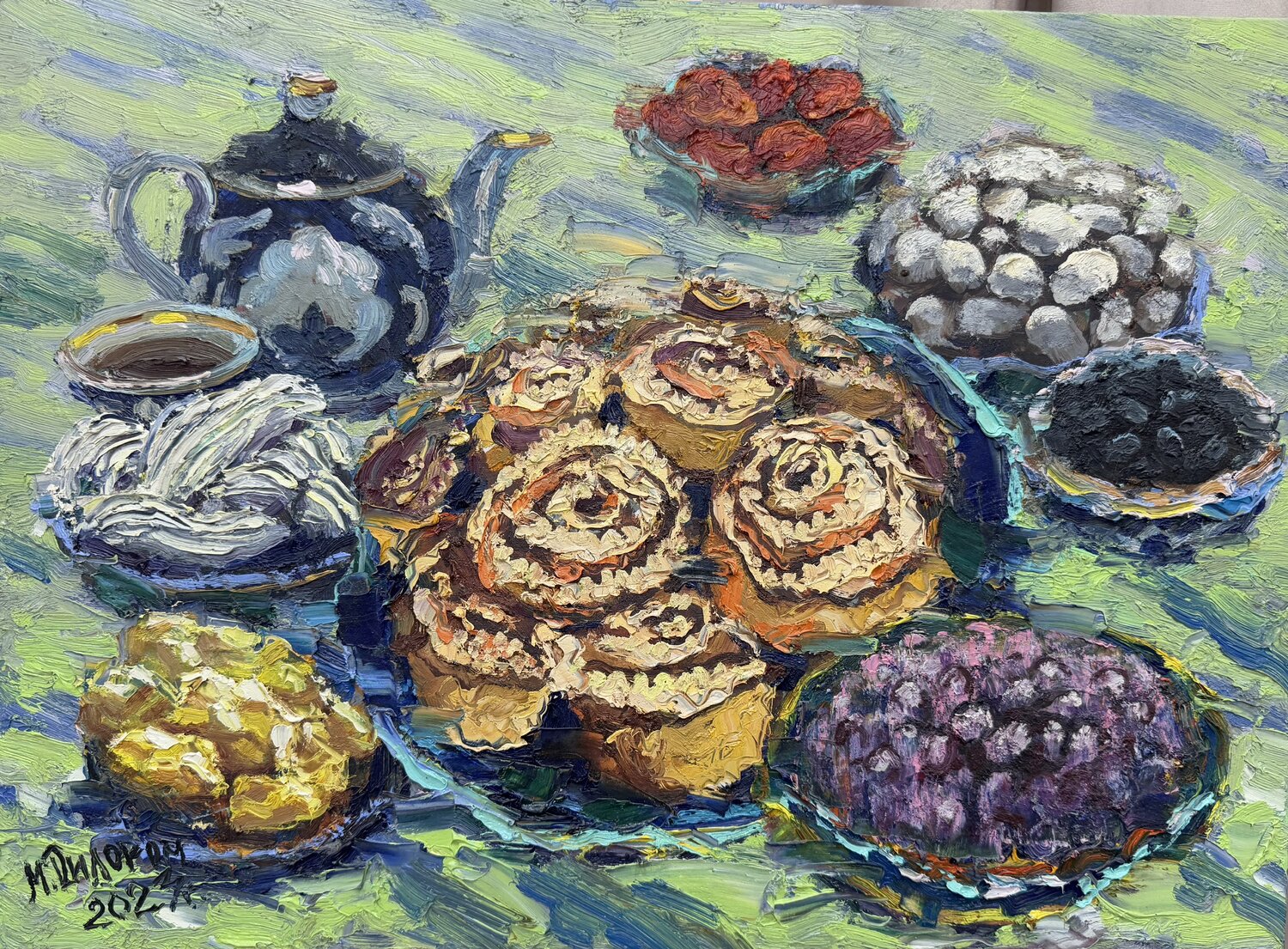 Uzbek Sweets: A Feast of Hospitality Dilorom Mamedova Original painting for sale